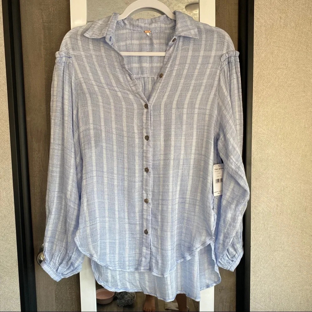 NWT Free People Striped Button Down Top